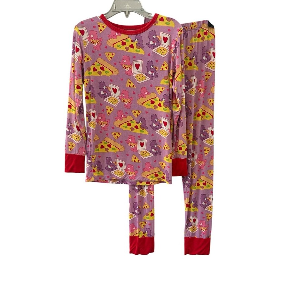 Birdie Bean Bamboo Pajama Set Care Bears Pizza Hearts Suze 7Y Purple Red